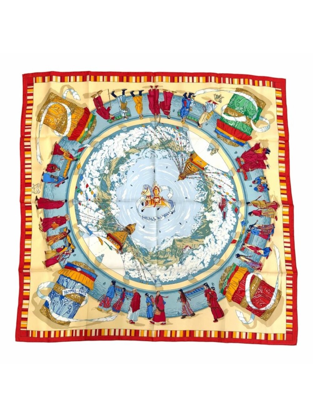 Hermes Prieres AU Vent Prayer in the Wind Silk 100% Carre 90 Scarf
